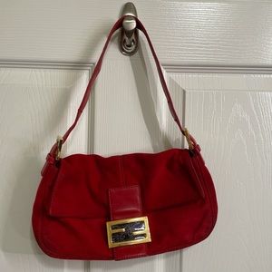 Red Suede fendi baguette